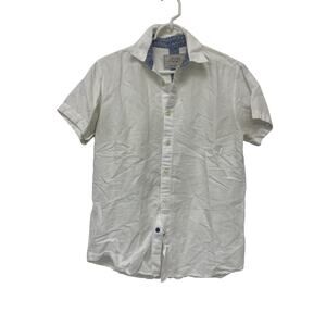 Springfield Linen Collection Button Up Shirt Mens Small Regular Fit Short Sleeve